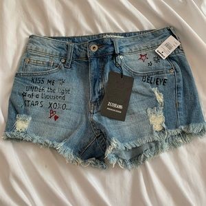 shorts with writing and design